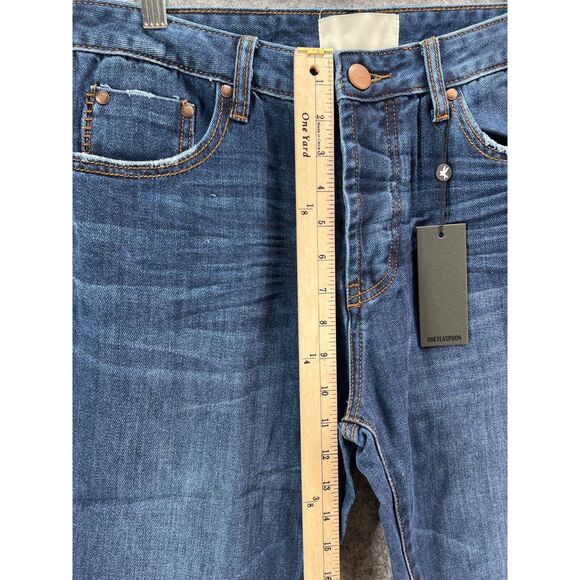 One Teaspoon Jeans Men 33R Blue Moon Mr Classics Rigid Denim Straight Button Fly - Picture 3 of 12